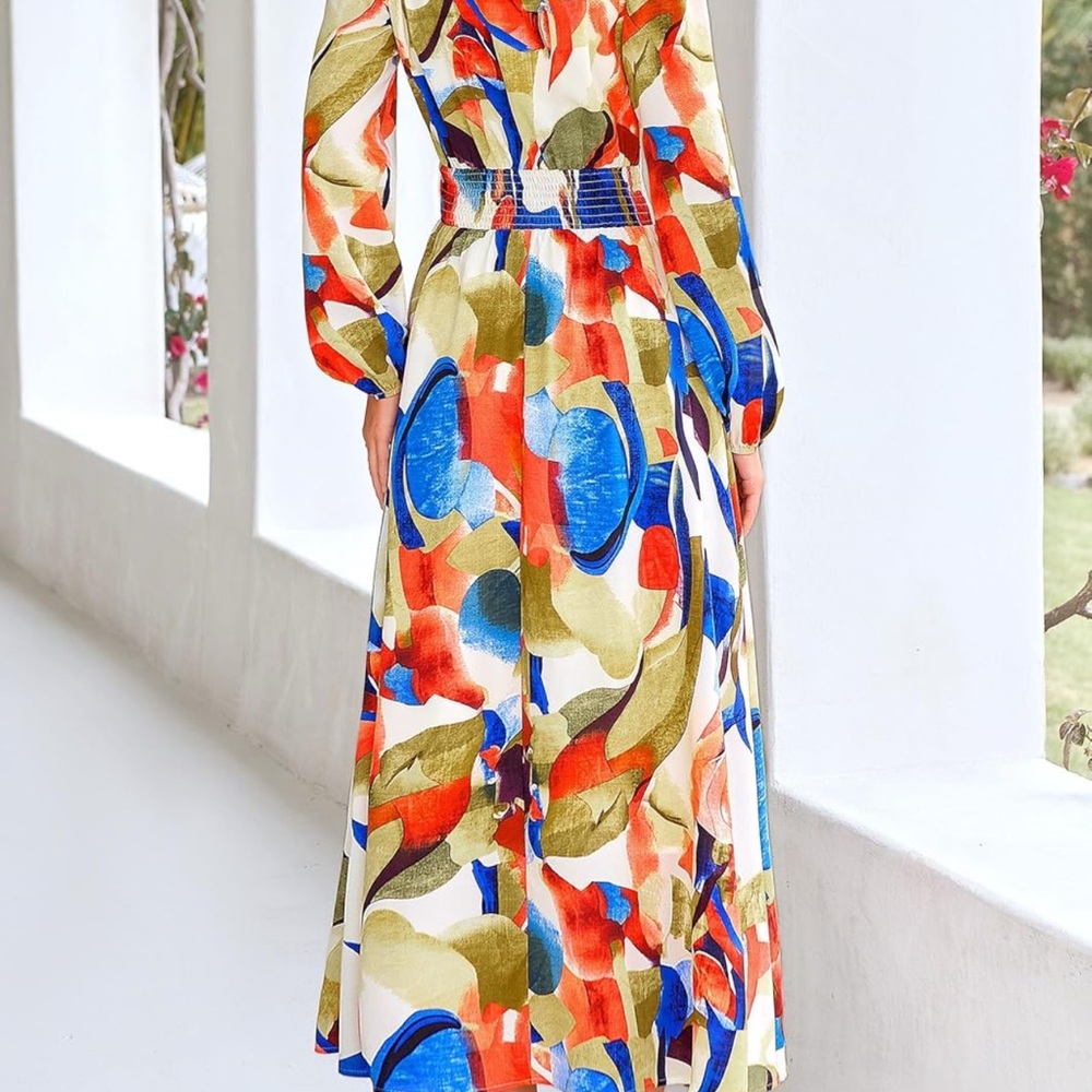 Vibrant Long Sleeve Maxi Dress